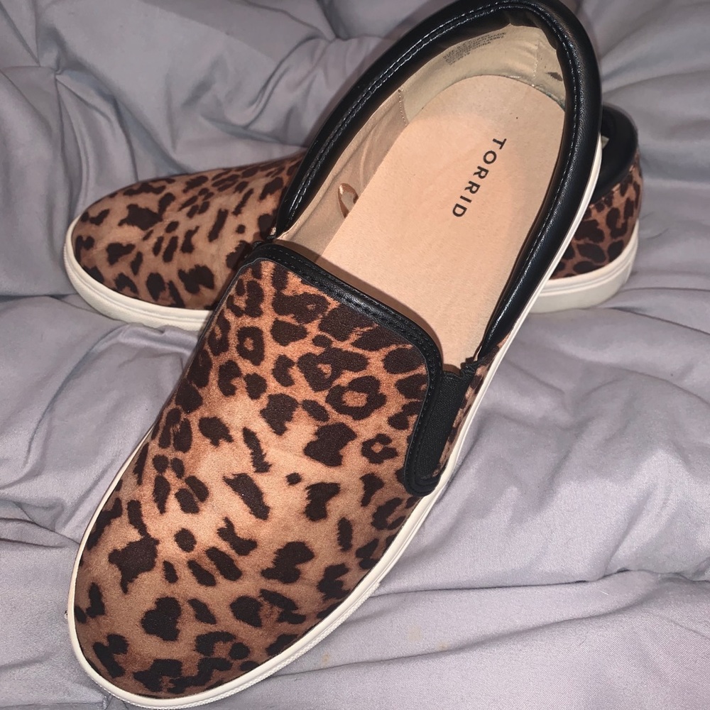 Torrid size 9.5W leopard slip on tennis shoes